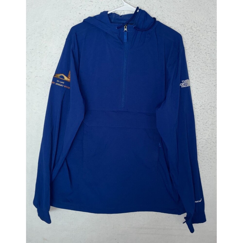 The North Face Flyweight Windwall Hoodie 1/2 Zip Jacket Blue Mens L Packable